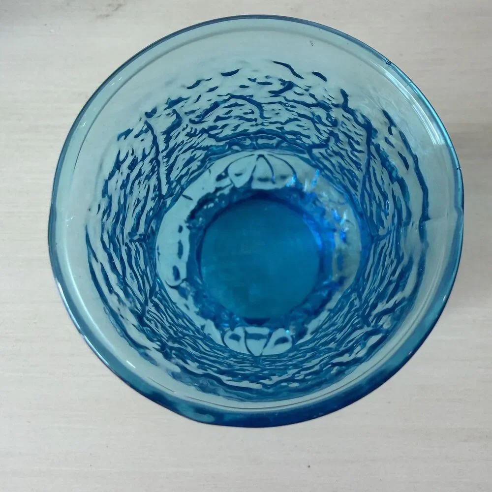 Lot of 4 Vintage Anchor Hocking Rainflower Laser Blue Tumblers and Juice Glasses
